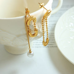 Asymmetric Safety Pin Drop Earrings