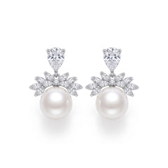 Nadine Vintage-Inspired Pearl Pavé Teardrop Stud Earrings