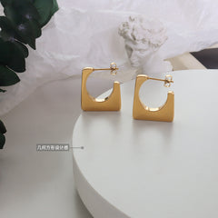Geometric Square Open-Hoop Earrings