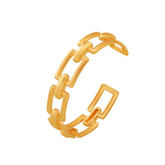 18K Gold-Plated Open Rectangle Link Cuff Bracelet