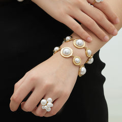 18K Gold-Plated Pearl-Look Bracelet or Ring