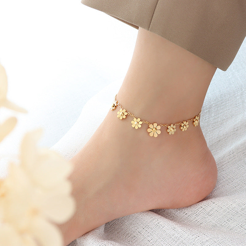 18K Gold-Plated Daisy Charm Anklet