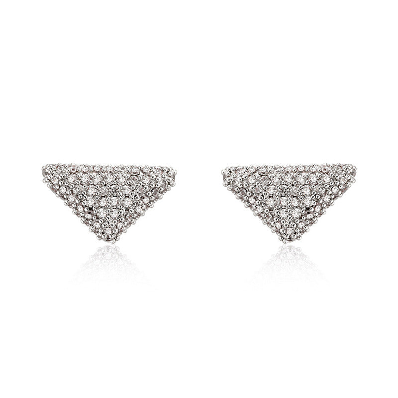 Camille Dainty Pavé Triangle Stud Earrings