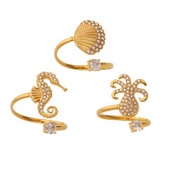 Ocean Creature Cubic Zirconia Open Rings