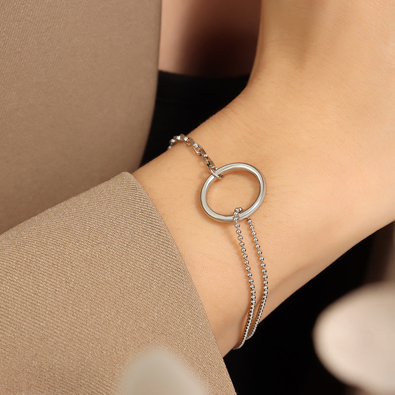Circle Detail Double-Chain Bracelet