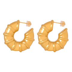 Bamboo-Texture C-Hoop Earrings