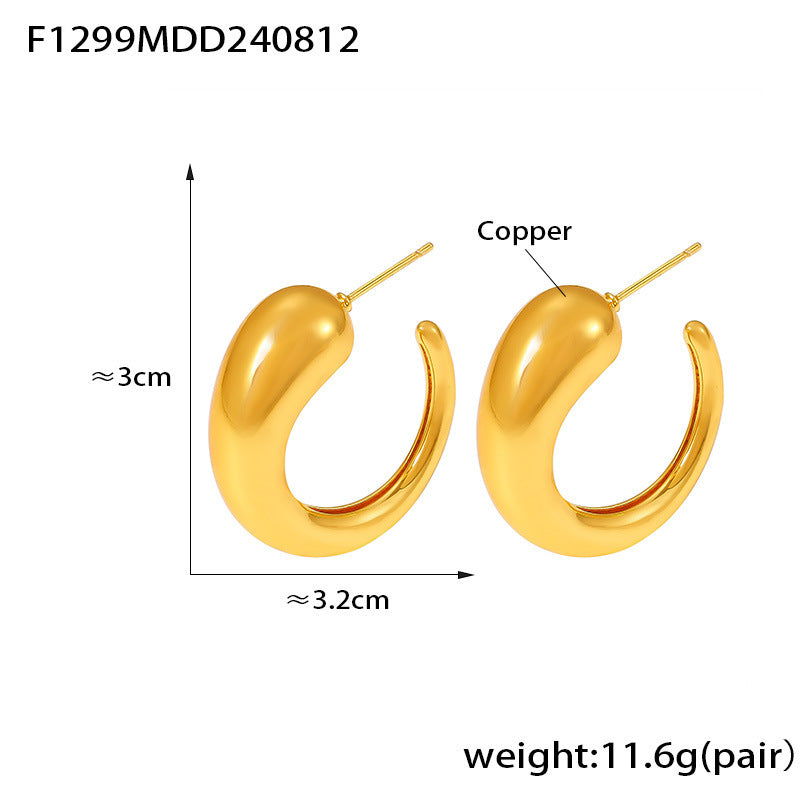 18K Gold-Plated Sculptural C-Hoop Earrings