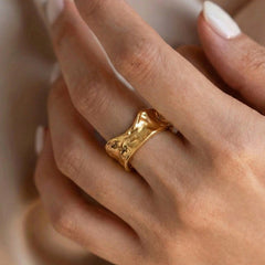 18K Gold-Plated Sculptural Crinkled Band Ring
