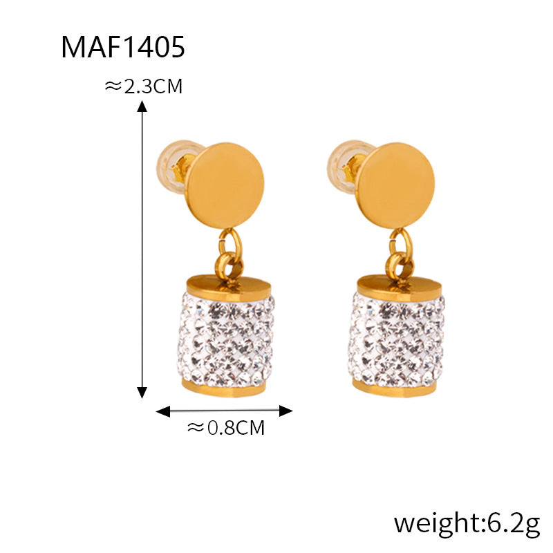 Gold-Tone Heart Stud Geometric Drop Earrings