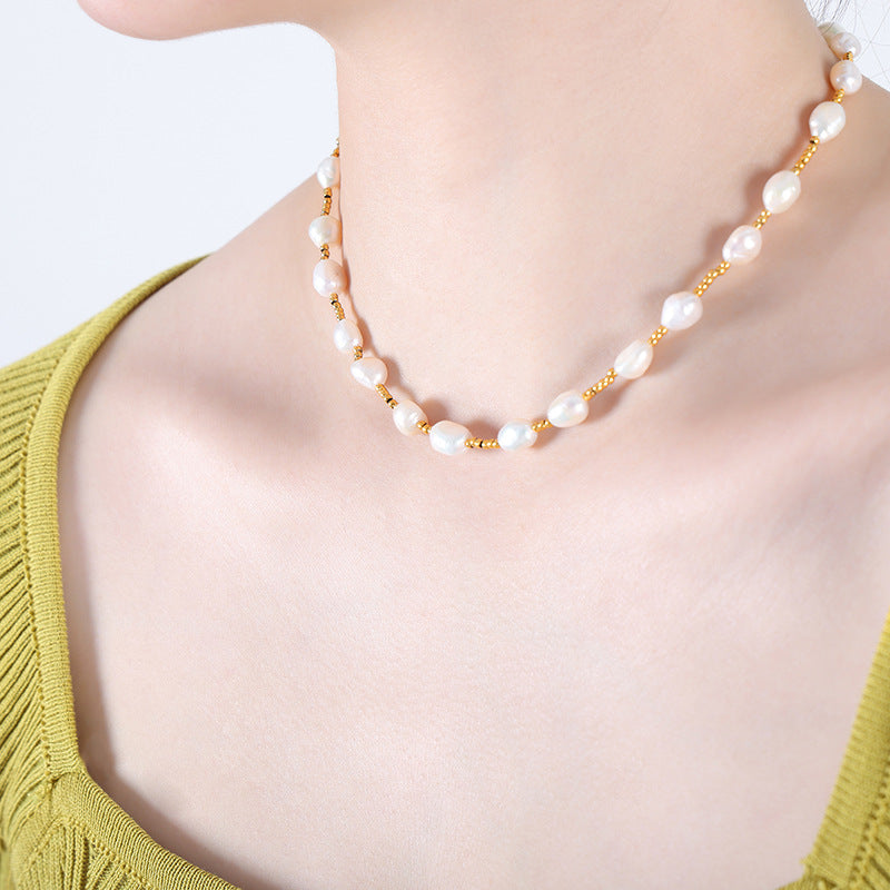 Freshwater Pearl and Bead Station Necklace