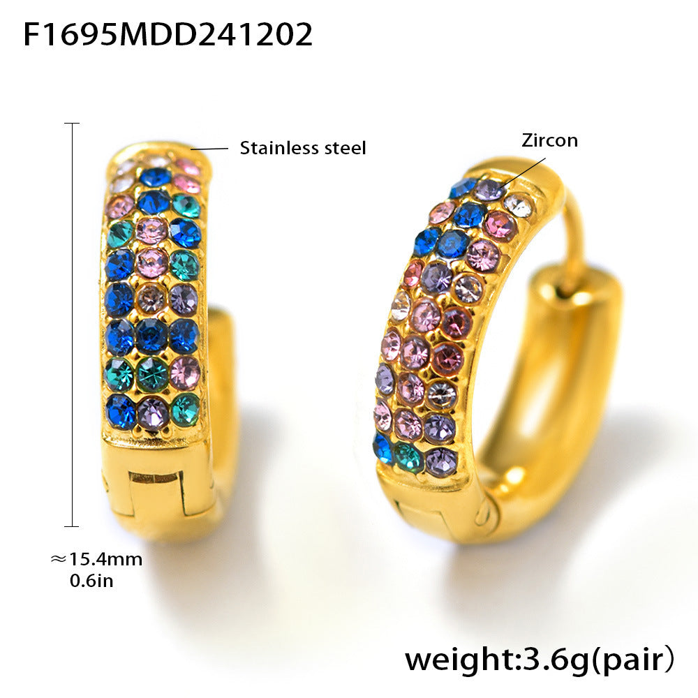 Color Cubic Zirconia Hoop Earrings
