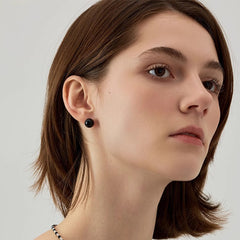 Daphne Vintage-Inspired Black Agate Stud Earrings