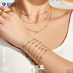 18K Gold-Plated Color Cubic Zirconia Station Jewelry