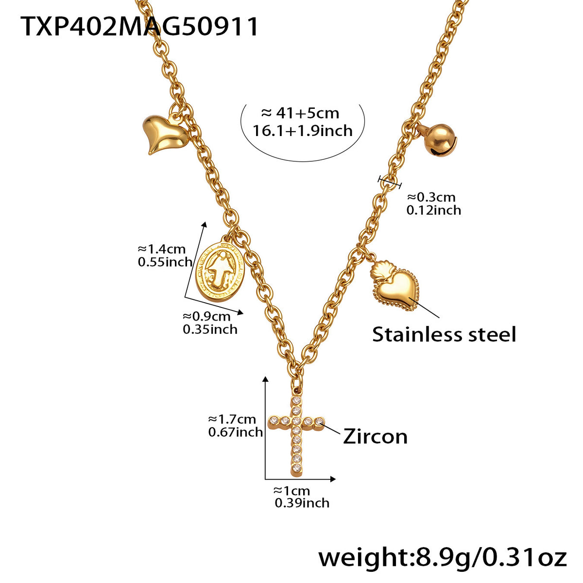 Cross and Heart Multi-Charm Jewelry Designs