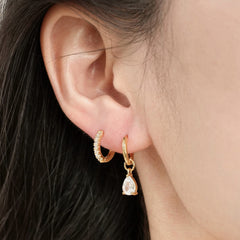Nicolette Asymmetric Teardrop Huggie Earrings