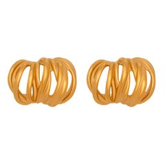 Wrapped Multi-Loop Stainless Steel Hoop Earrings