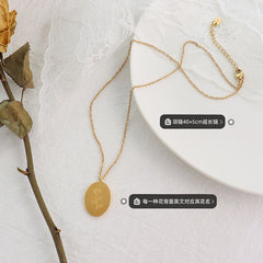 Birth Flower Oval Pendant Necklace