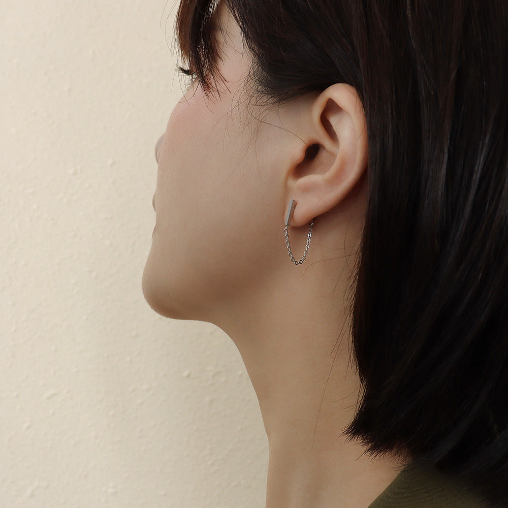 18K Gold-Plated Bar & Chain Drop Earrings