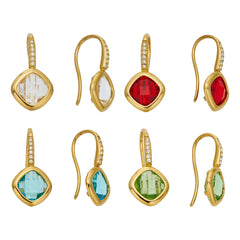 Colored Czech Glass & Cubic Zirconia Drop Earrings