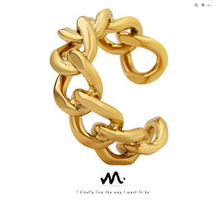 Chunky Interlocking Link Open Ring