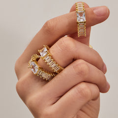 18K Gold-Plated Cubic Zirconia Statement Ring