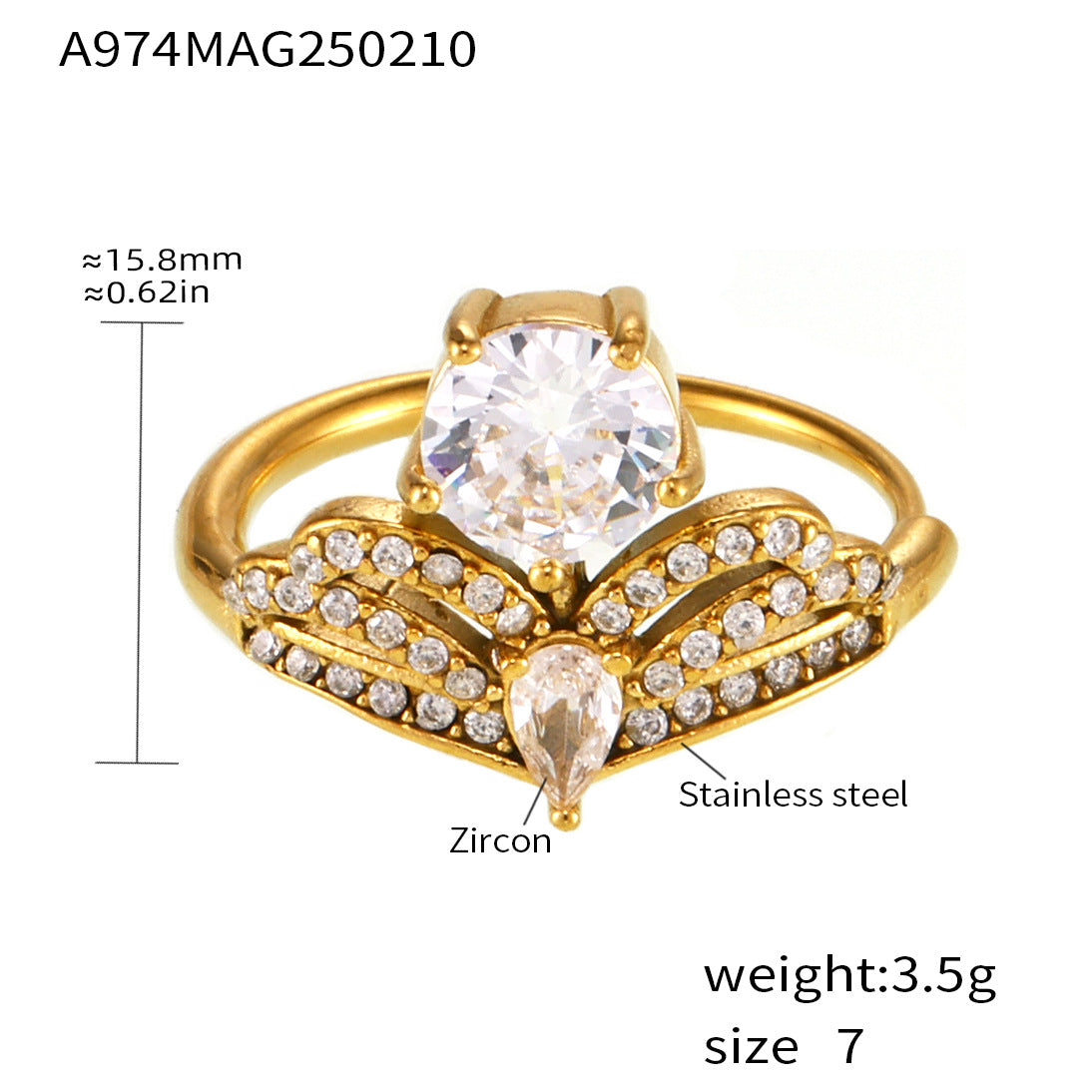 Statement Cubic Zirconia Open Ring