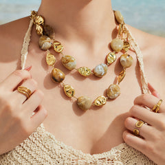 Resin & Metal Disc Statement Necklace