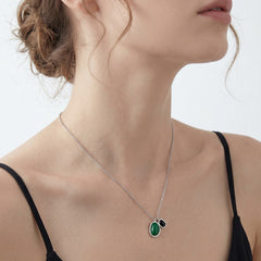 Green & Black Agate Necklace & Asymmetric Stud Earrings