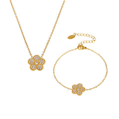Cubic Zirconia Flower Necklace or Bracelet