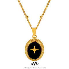 Gold-Tone Enamel Starburst Oval Necklace