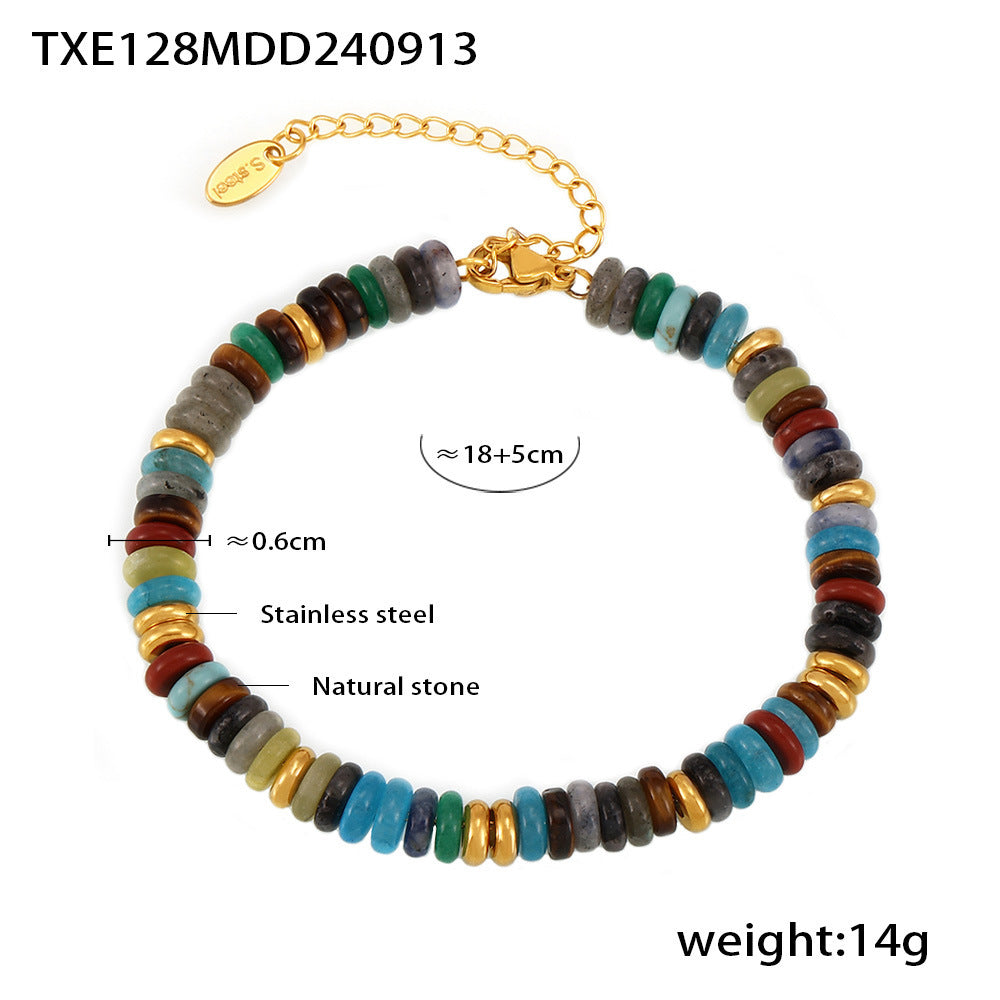 Multicolor Natural Stone Bead Necklace and Bracelet