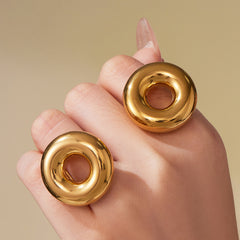 18K Gold-Plated Hollow Circle Open Ring