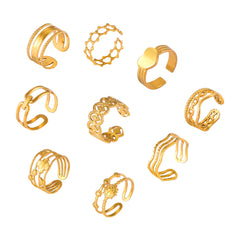 Openwork Geometric Stainless Steel Rings