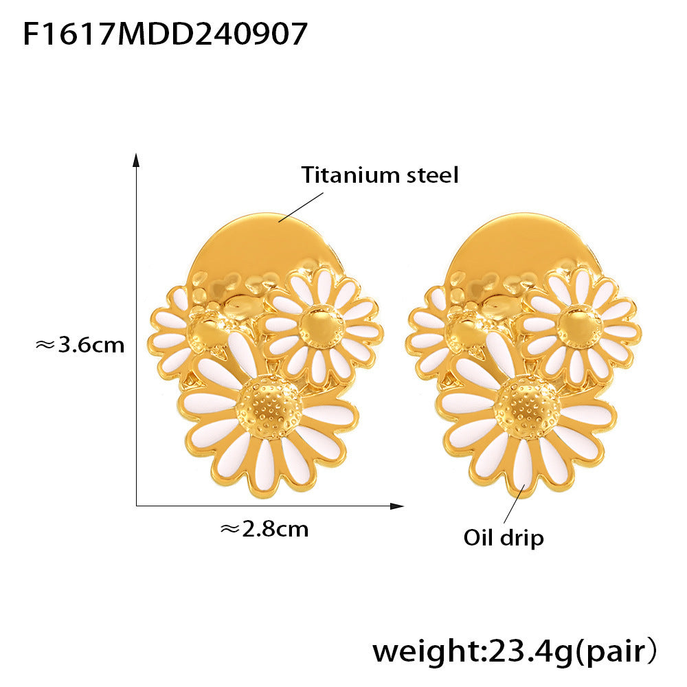 Enamel Daisy Stud Earrings