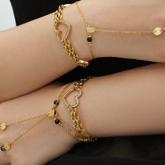 18K Gold-Plated Heart Bracelet or Hand Chain