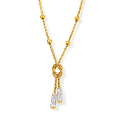 Knotted Bead and Sparkle Long Necklace