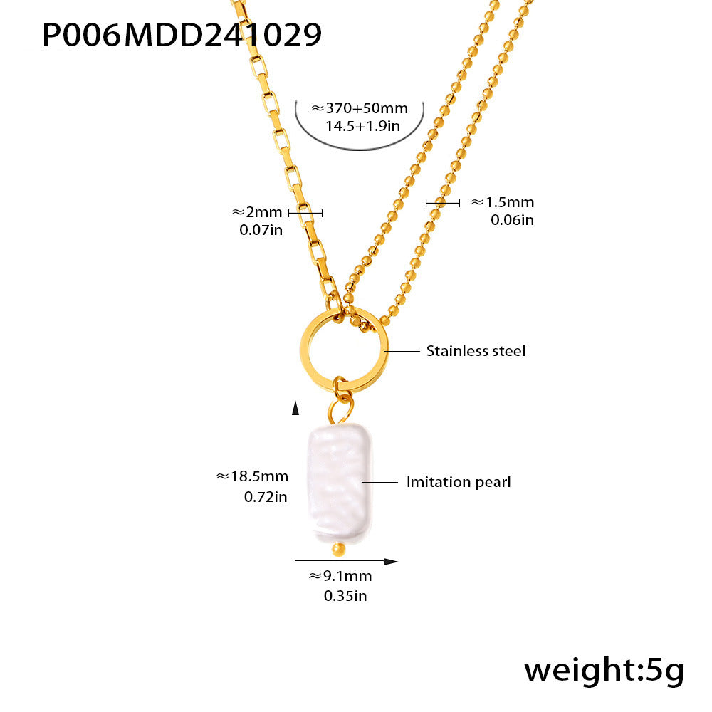 18K Gold-Plated Irregular Pearl-Look Pendant Necklace