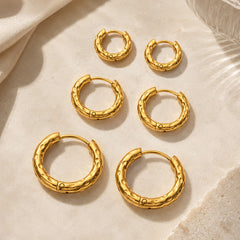 18K Gold-Plated Hammered Huggie Hoop Earrings