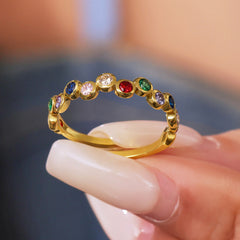 Cubic Zirconia Round-Accent Open Ring