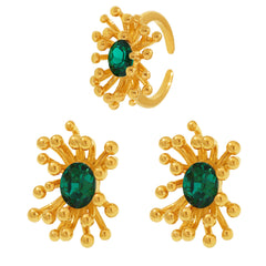 Cubic Zirconia Floral Center Ring and Stud Designs