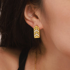 Chevron Cubic Zirconia Stud Earrings