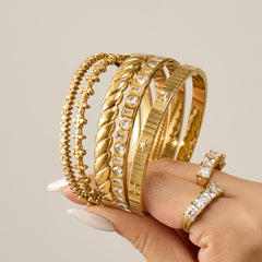 Geometric Cubic Zirconia Bangle Collection