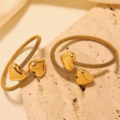 Heart End Open Cuff Bracelet