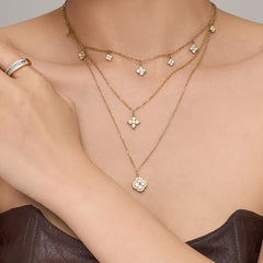 18K Gold-Plated Cubic Zirconia Clover Necklaces