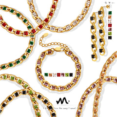 Color Cubic Zirconia Necklace Bracelet and Earrings
