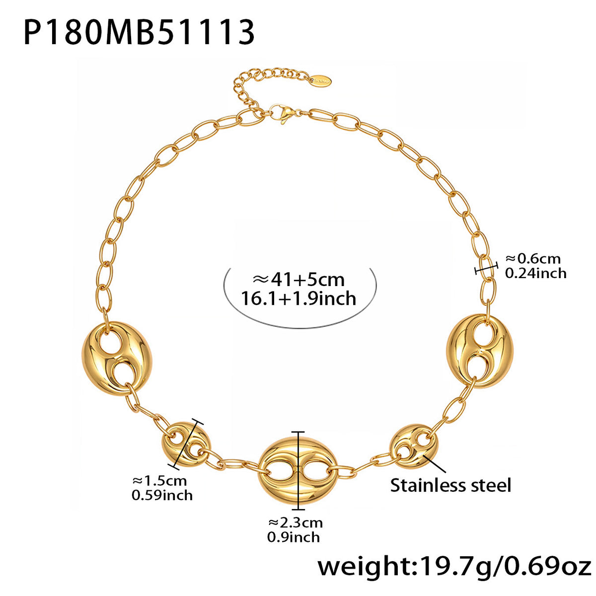 18K Gold-Plated Oval Link Necklace