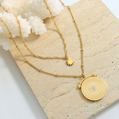 Gold-Tone Celestial Coin Layered Necklace