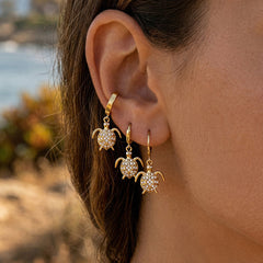 18K Gold-Plated Cubic Zirconia Turtle Drop Earrings