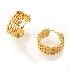 Gold-Tone Woven Chain Hoop Earrings