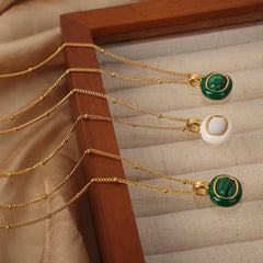 Shell and Malachite Pendant Necklace